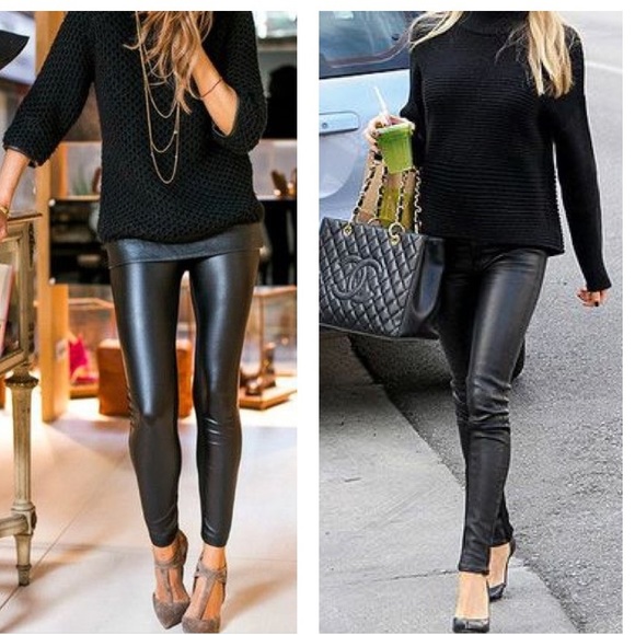 🔥BESTSELLER🔥High waisted Black faux leather leggings - Picture 7 of 13